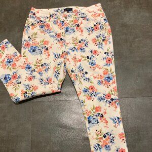 TALBOTS  5 POCKET 14W PANTS- WITH BRIGHT FLORAL PRINT